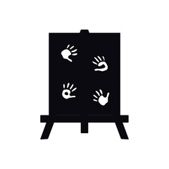 Flat vector painting tools in childish style. Hand drawn art supplies, easel with canvas