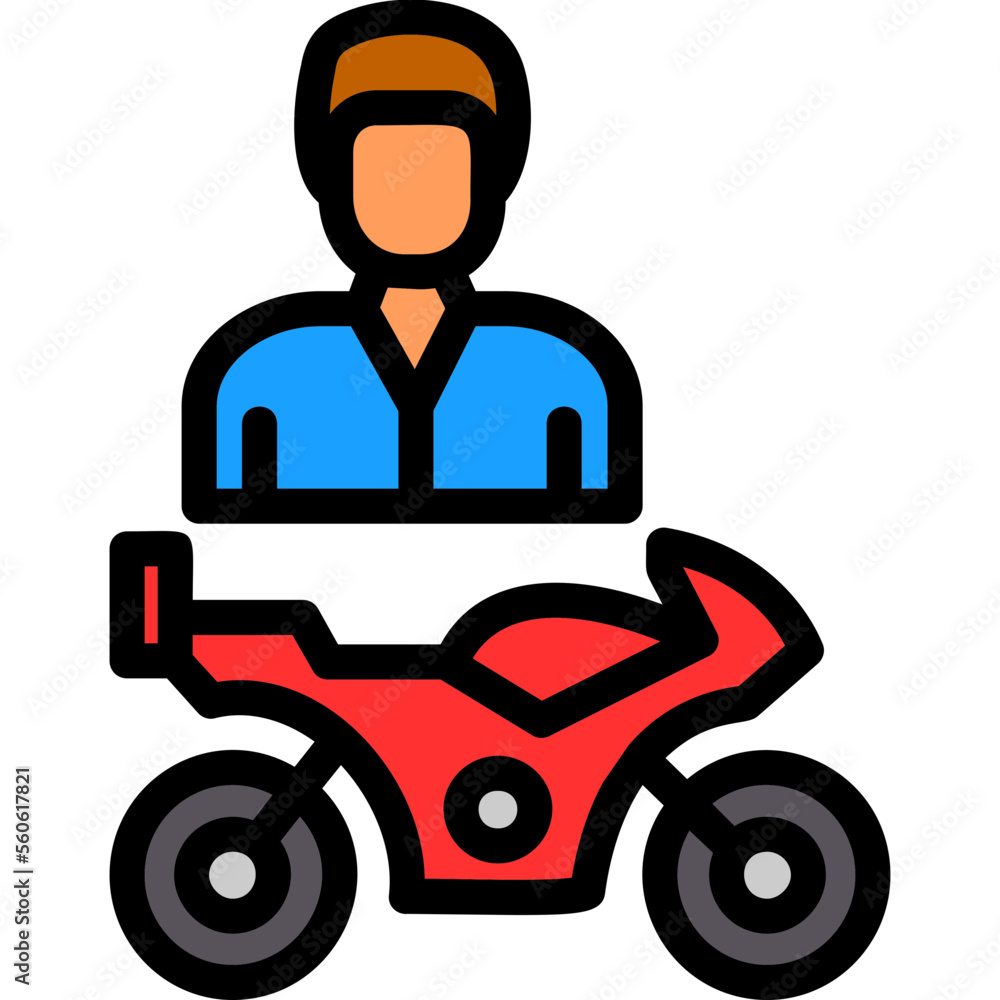 Sticker motorcyclist icon