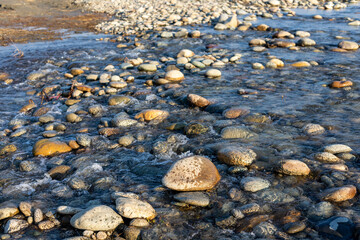 River shallow water stream closeup