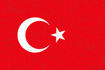 トルコ　国旗　水彩　背景