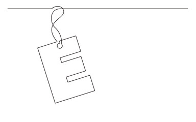 Naklejka premium continuous line drawing tag label alphabet letter design e - PNG image with transparent background