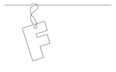 Naklejka premium continuous line drawing tag label alphabet letter design f - PNG image with transparent background