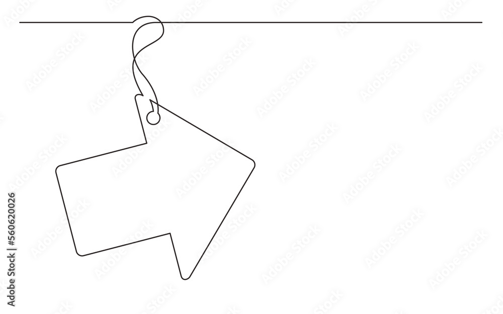 Poster continuous line drawing tag label arrow design - png image with transparent background