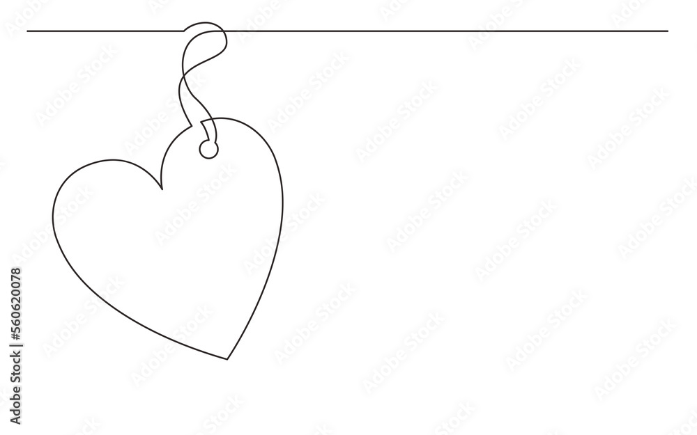 Poster continuous line drawing tag label heart sign - png image with transparent background