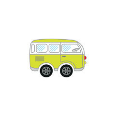 Cute minibus drawing vector illustration. 