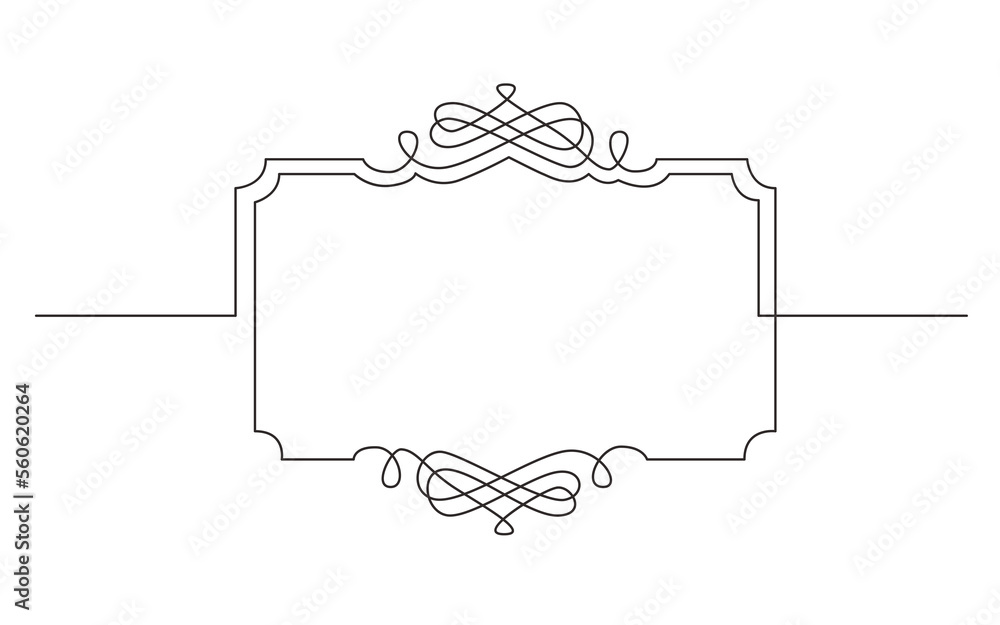 Poster continuous line drawing vignette header design - png image with transparent background