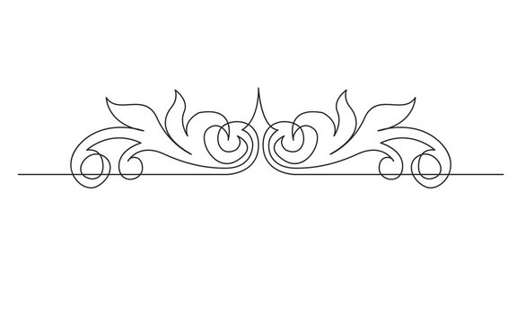 continuous line drawing vignette devider header design - PNG image with transparent background