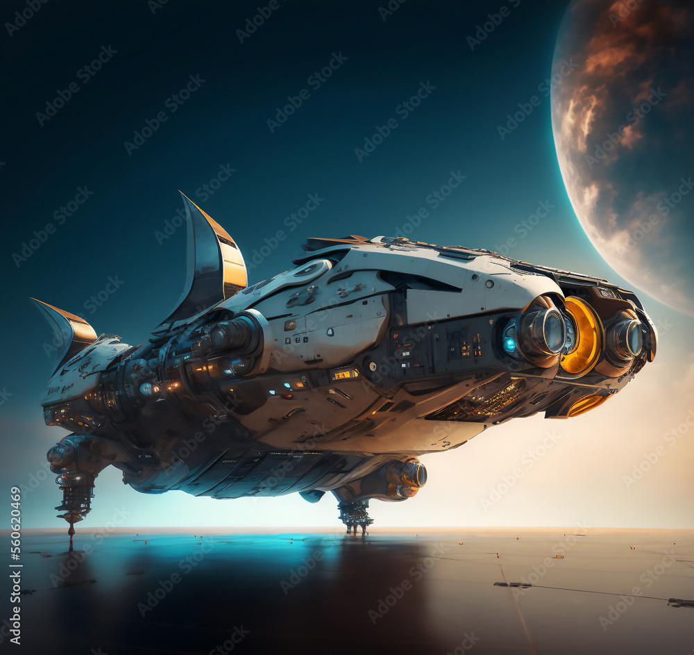 Wall mural luxury spaceship from outer space, generative ai