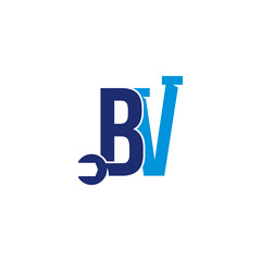 Letters BV Pipe and Wrench Logo Design 001