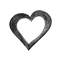 Black Heart Drawn by Colored Pencil. The Sign of World Heart Day. Symbol of Valentines Day.