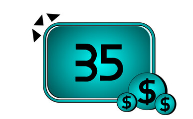35 dollar,thirty five dollar inside the blue rectangle