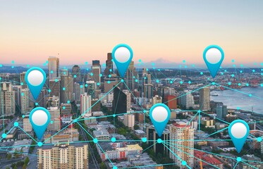 Image pin of location on city map