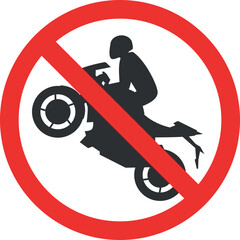 No Motorbike Wheelie sign. Traffic Signs and Symbols.