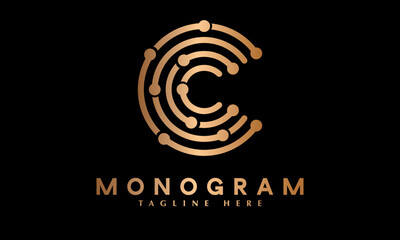 Alphabet C technology modern letter abstract monogram vector logo template
