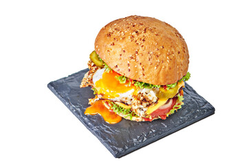 Fresh tasty burger isolated on white background