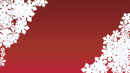 Christmas  Vector Background with Falling Snowflakes. Isolated on Red Background. Realistic Snow Sparkle Pattern. Snowfall Overlay Print. Winter Sky. Papercut Snowflakes.