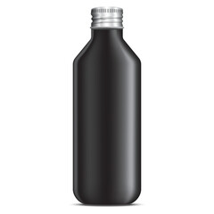 Image of black aluminum water bottle on transparent background for design