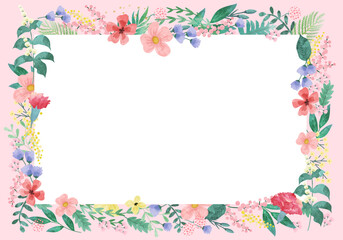 Floral and leaf card. watercolor design. For banners, posters, invitations, etc.