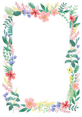 Floral and leaf card. watercolor design. For banners, posters, invitations, etc.