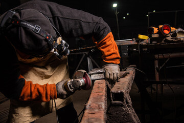 Work in a mechanical workshop with various tools