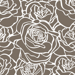 Seamless background with roses in line.
