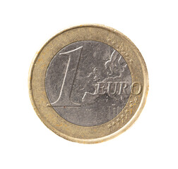 Coin one euro isolated on white background.