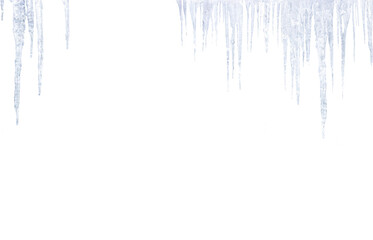 ice icicles on white background with copy space