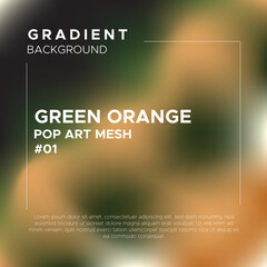 Green Orange Pop Art Gradient Mesh Background. Perfect for wallpaper, book cover, coaster, packaging, phone casing, brochure, flyer, poster design, wallpaper, mobile screen, website design.