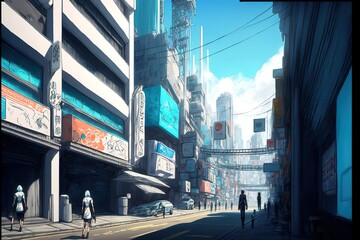 futuristic manga street
