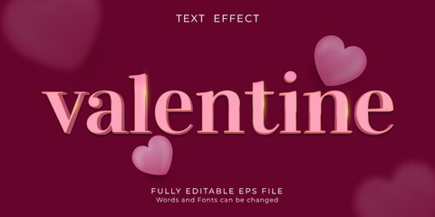 Editable text effect valentine 3d style illustrations