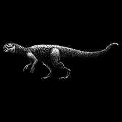 Xiaosaurus hand drawing vector isolated on black background.