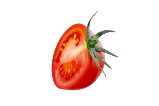 Tomato isolated on white background. With clipping path. Full depth of field. Focus stacking