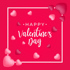 Happy Valentine's Day Square Banner Designs. Set of Design Templates for Valentines Day Banner Advert or Social Media Post. 'Happy Valentine's Day' Text on Background with Heart Decoration