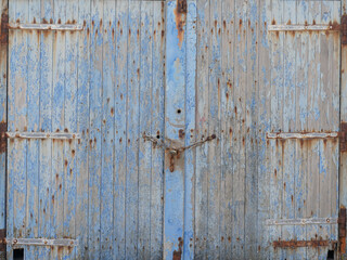 blue old wooden wall gate texture for ancient background wood planks door facade