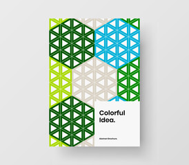 Abstract annual report design vector layout. Modern mosaic hexagons handbill template.