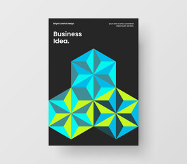 Bright leaflet A4 design vector concept. Minimalistic geometric hexagons postcard illustration.