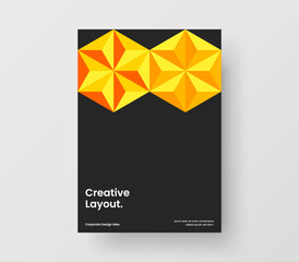 Amazing geometric hexagons annual report template. Modern banner A4 design vector illustration.