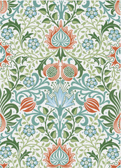Seamless vintage background pastel green baroque pattern. Ornamental Vector illustration. - 560631430