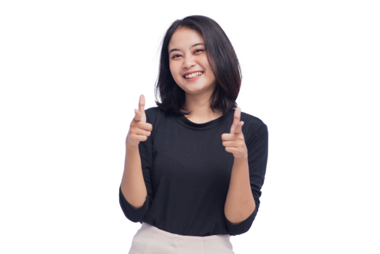 Young Business Woman Pointing Choosing You Smiling