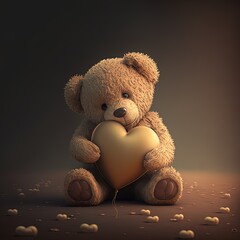Lovely Teddy Bear Falling in love photo generative ai