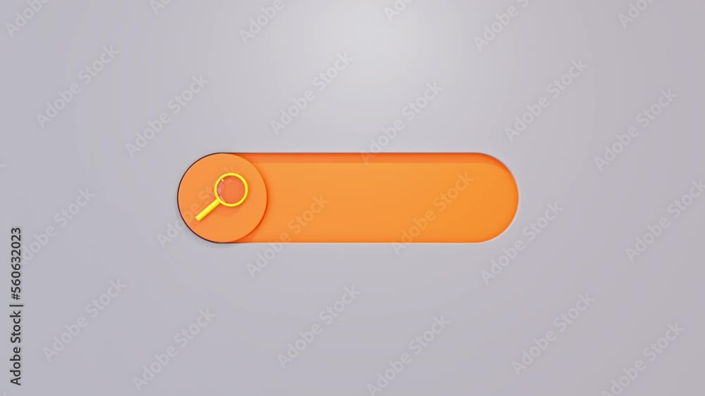 Poster gray orange search bar design element. creative concept design in minimal style. animation, 3d rende