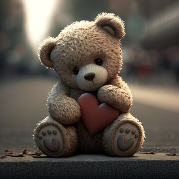 Sad and Lonely Broken Hearted Teddy Bear Image Generative ai