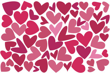 Background of multicolored hearts. Valentine's Day. Vector illustration on a white background.