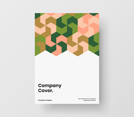Premium annual report vector design template. Clean mosaic shapes brochure concept.