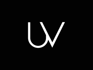 Creative Minimalist Letter UV Logo Design , Minimal VU Monogram