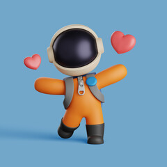 3d rendering of astronaut fall in love pose. cute character illustration © heriyusuf