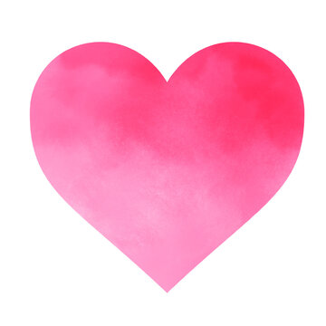 watercolor hand painted pink heart with gradient style