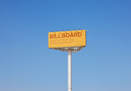 Big Billboard Mockup With a Clear Blue Sky Background