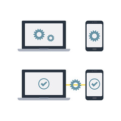 パソコン　スマホ　歯車