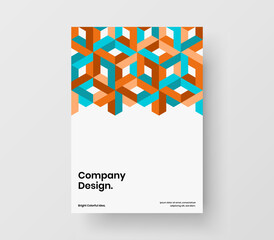 Premium mosaic shapes company identity illustration. Multicolored book cover A4 vector design concept.